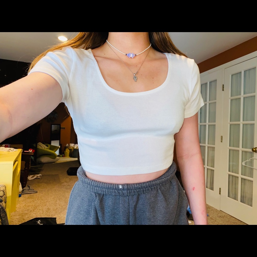 Ribbed cropped tshirt in white (: